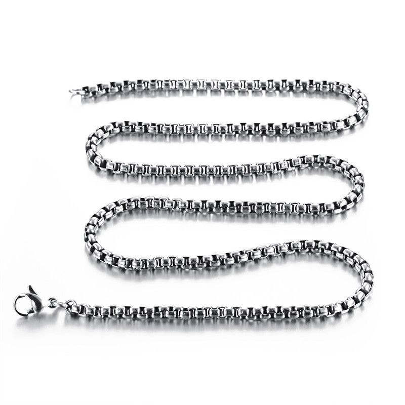 5pcs/lot Stainless Steel Square Rolo Link Chain Box Chain Necklace for Men Women