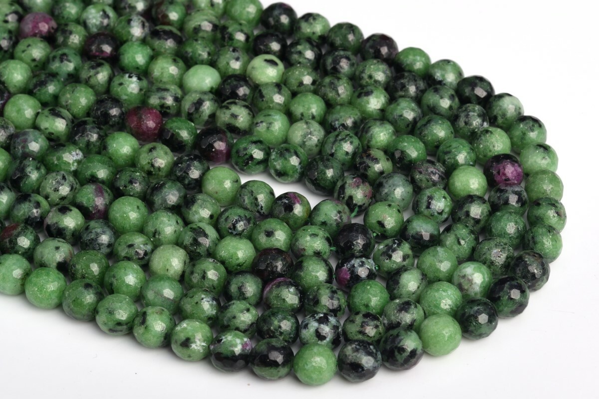 Natural Ruby Zoisite Beads Grade AA Micro Faceted Round Loose Beads 6/8/10/12MM