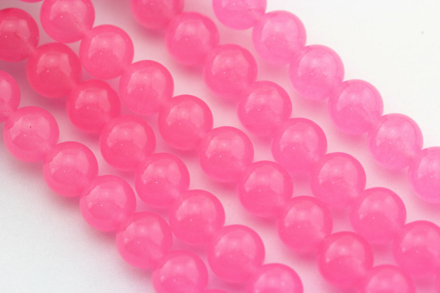 Dark Pink Dyed Jade Smooth Round Beads 6mm 8mm 10mm 15.5″ Strand