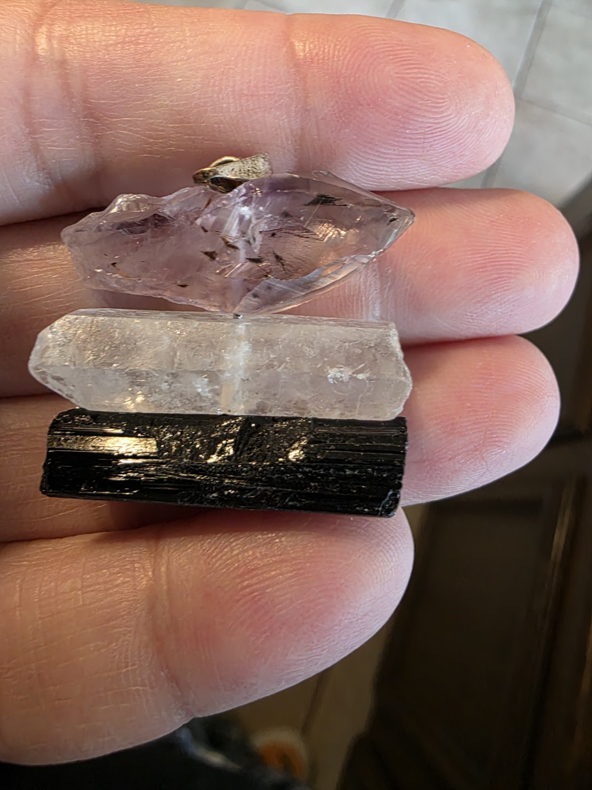 4 Handmade Rough Multicolor Stone Bar Pendant, Nature Theme, Unisex Adults