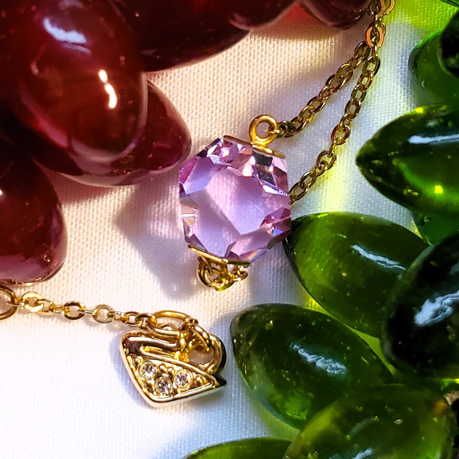 Swarovski “Nutshell Design Collection” Violet Hue Geometric Crystal Necklace