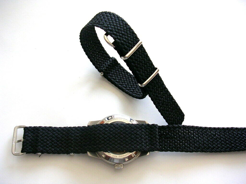 Braided woven SS NATO G10 ® Premium Black nylon watch strap Bond IW SUISSE 18mm