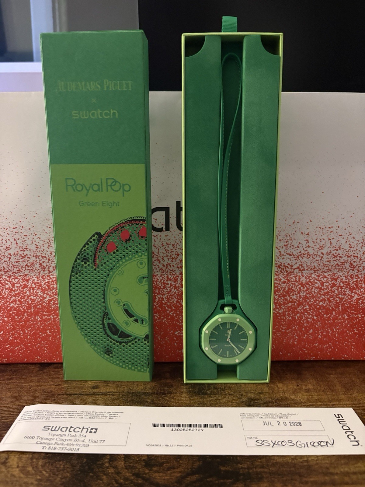 Swatch x Audemars Piguet Royal Pop Green Eight Quartz Green Watch w/ Box & Paper