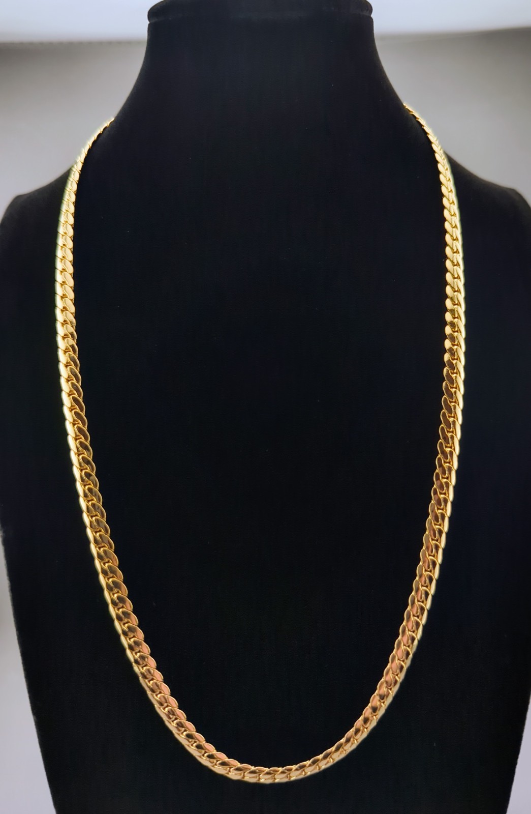 Men’s Gold Tone Cuban Curb Link Chain Necklace 20” 6mm 35g Marked 14K