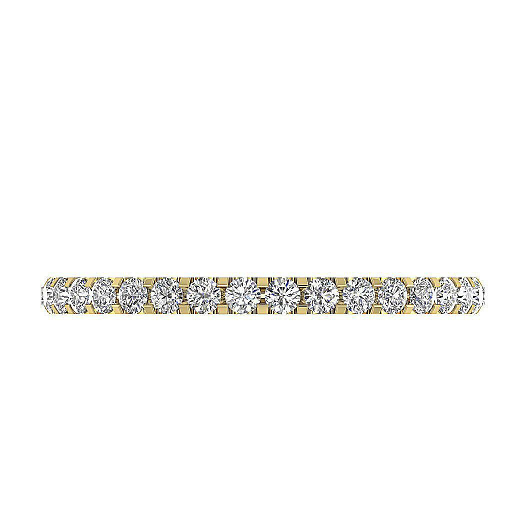 Half Eternity Stackable Ring SI1 G 0.55 Carat Round Cut Diamond 14K Yellow Gold