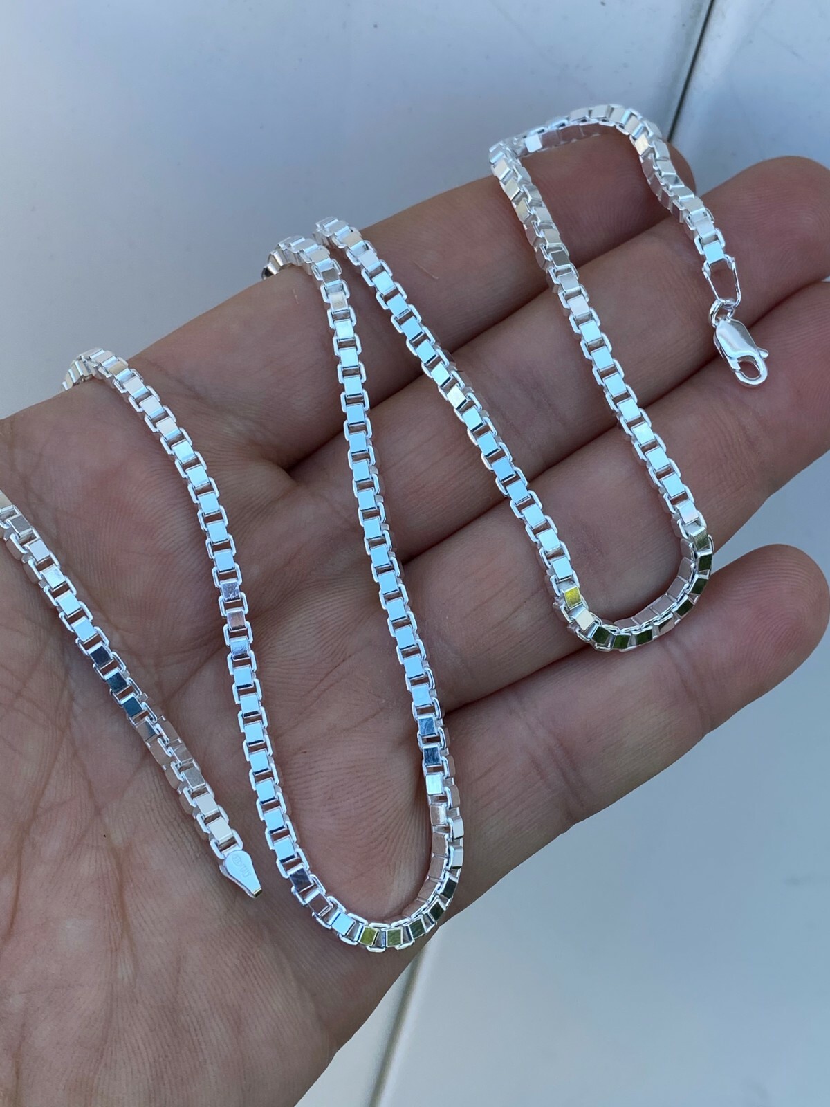 Real Solid 925 Sterling Silver Box Chain 1-4mm Necklace Men Ladies 16-30″ ITALY