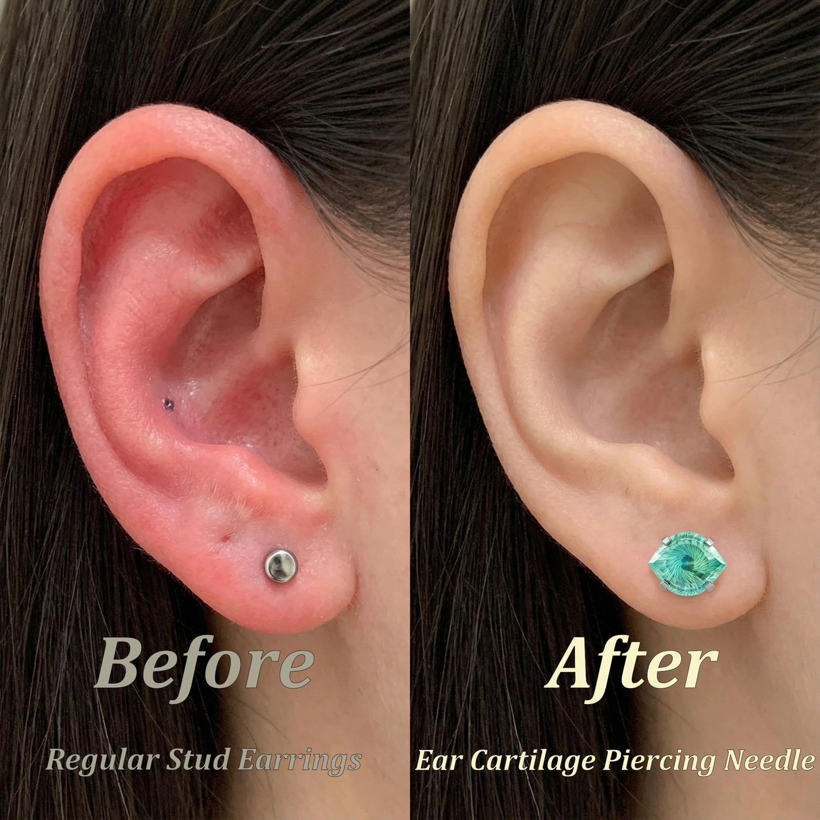 Titanium Evil Eye Flat Back Earrings, Emerald 20G (0.8mm), Green