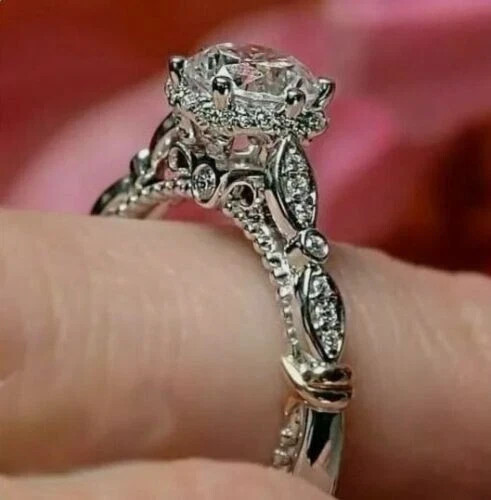 2.00Ct Lab Created Diamond Round Solitaire Engagement Ring 14K White Gold Plated