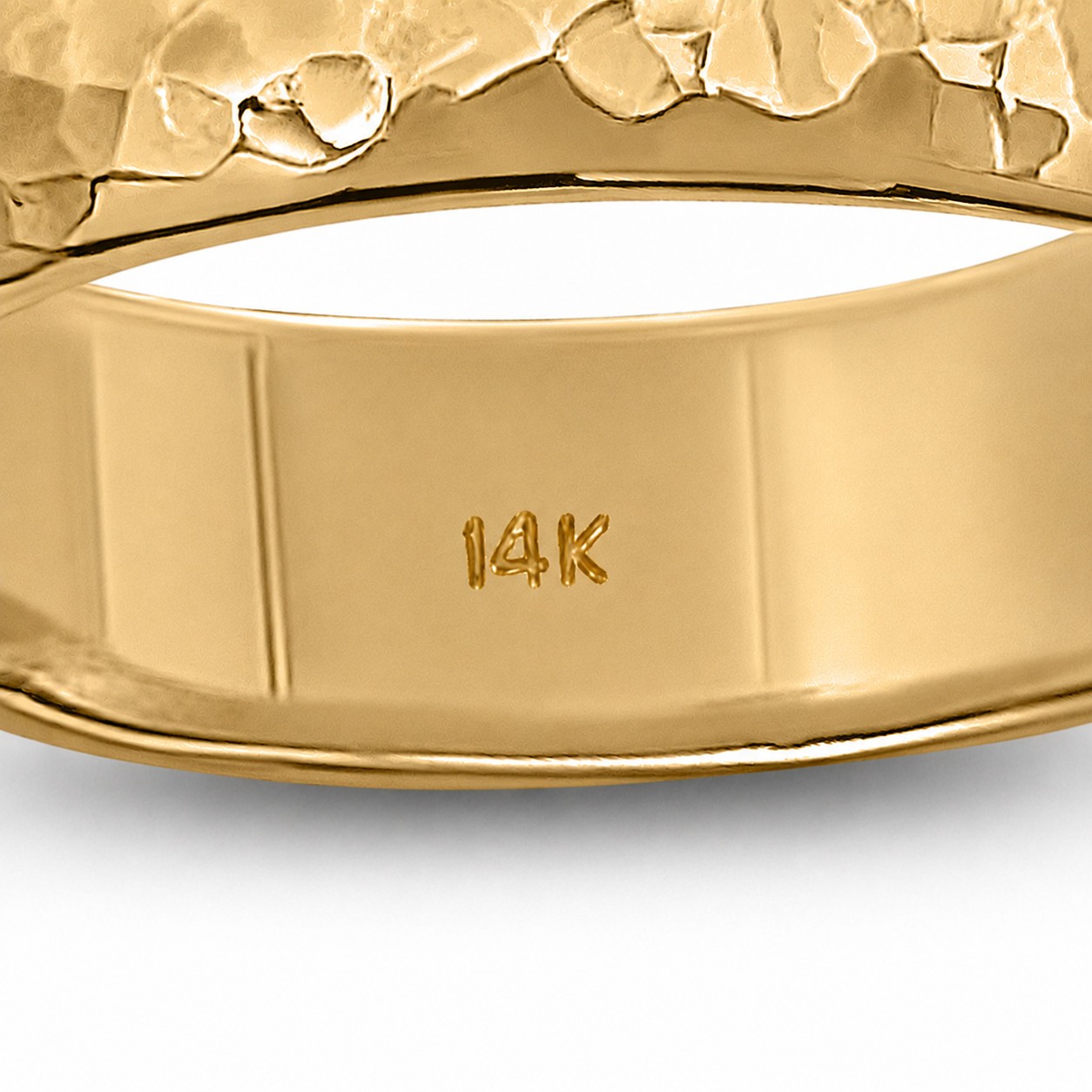 Solid 14K Yellow Gold Hammered Ring Handmade 5mm Hammer Texture Wedding Band
