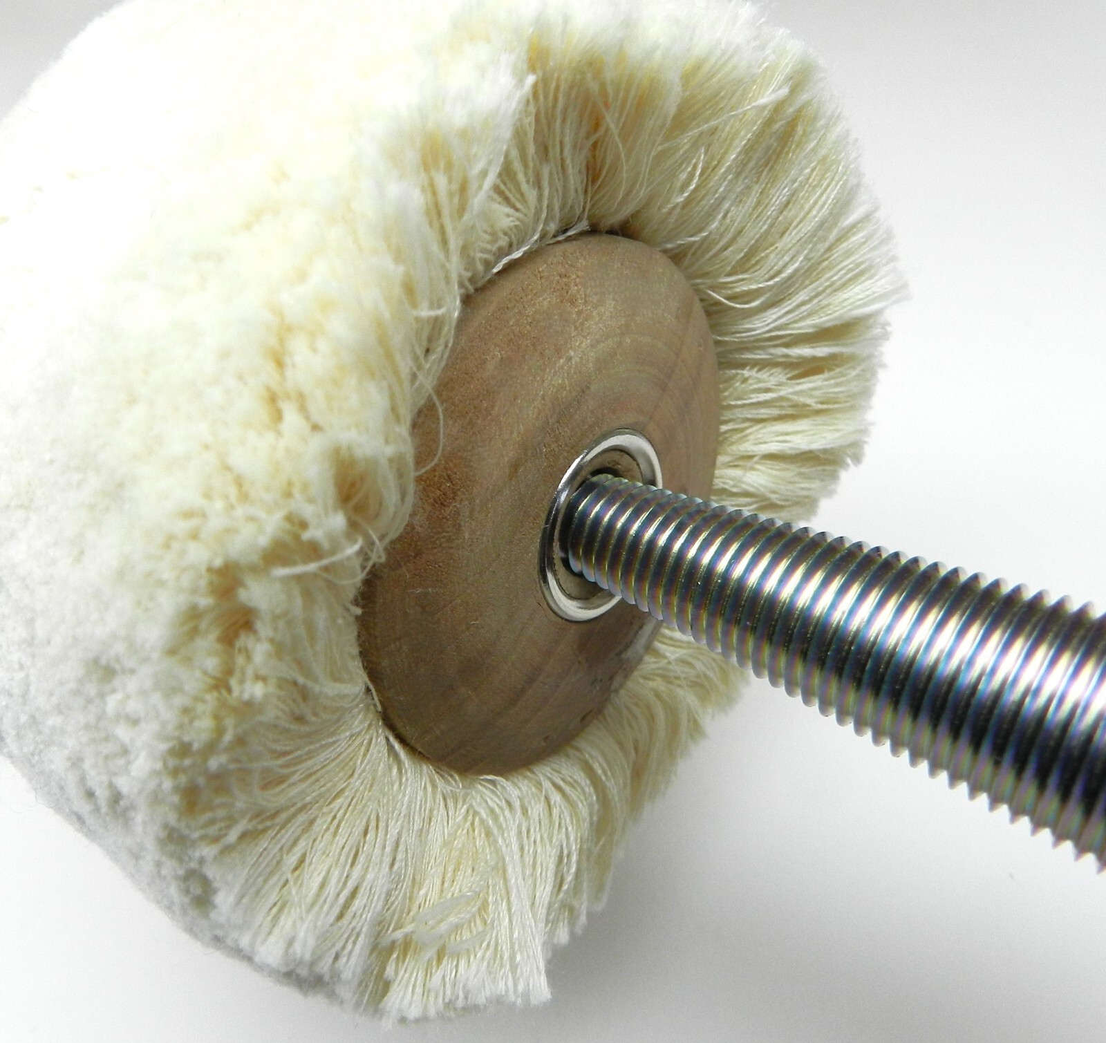 Cotton Yarn String Buff 3” Polishing Buff with Wood Hub 2” Wide Surface