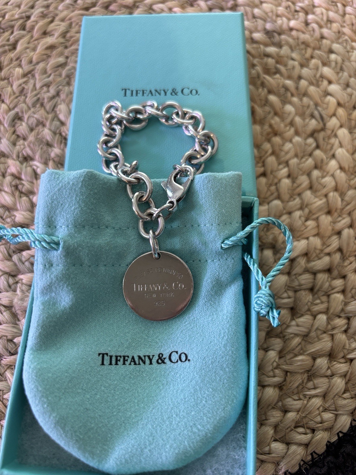Tiffany & Co. Return to Tiffany 925 Sterling Silver Link Charm Bracelet, Signed