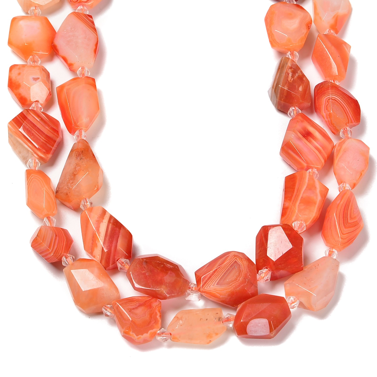 Red Botswana Agate Faceted Nugget Chunk Beads Size 15-20mm 15.5” Strand