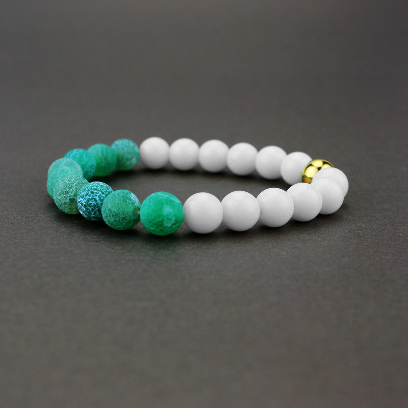 6 Color Unisex Handmade Natural 8mm Round Agate Gemstone Beads Stretch Bracelet
