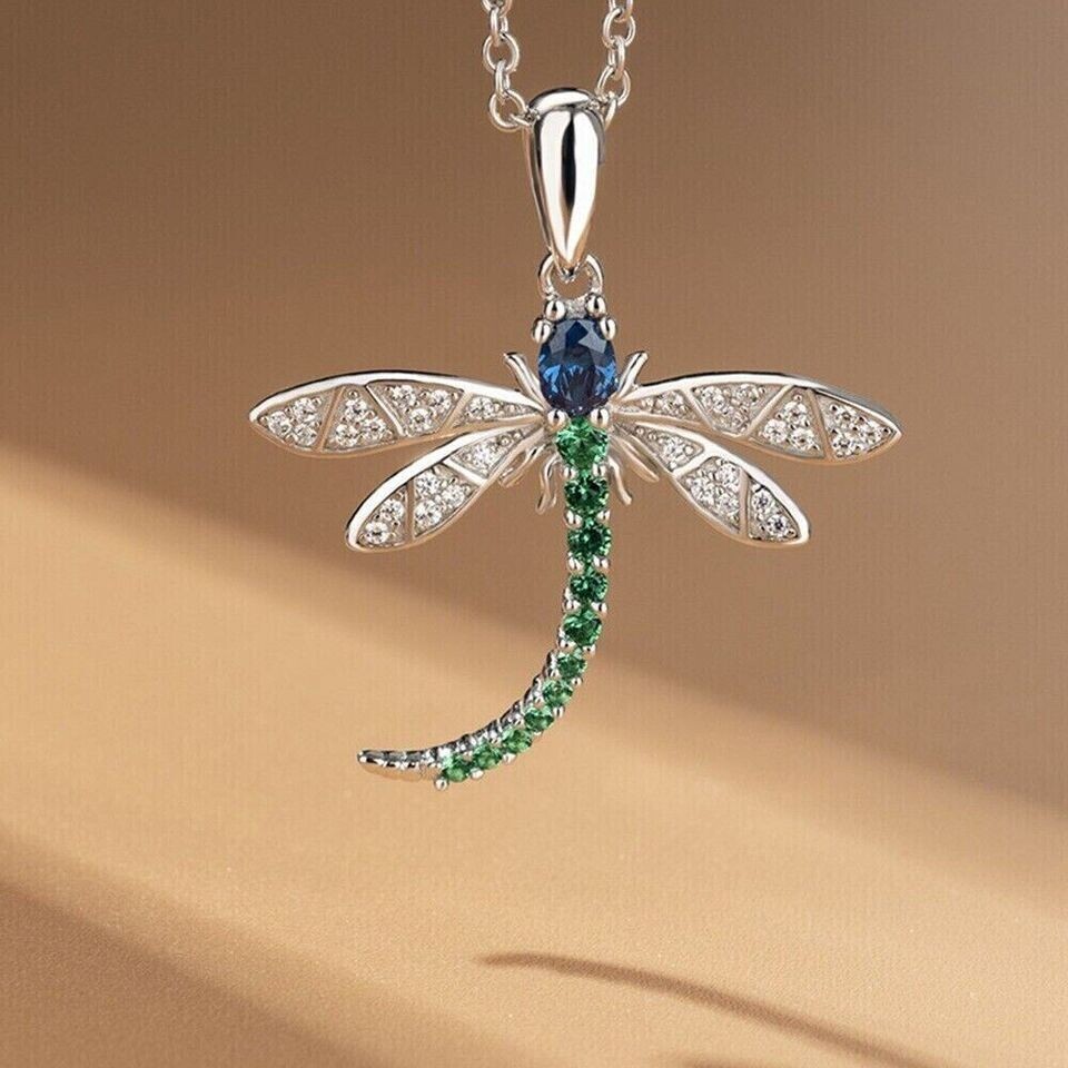 2.Ct Round Lab Created Diamond Dragonfly Pendant Women’s 14K White Gold Plated