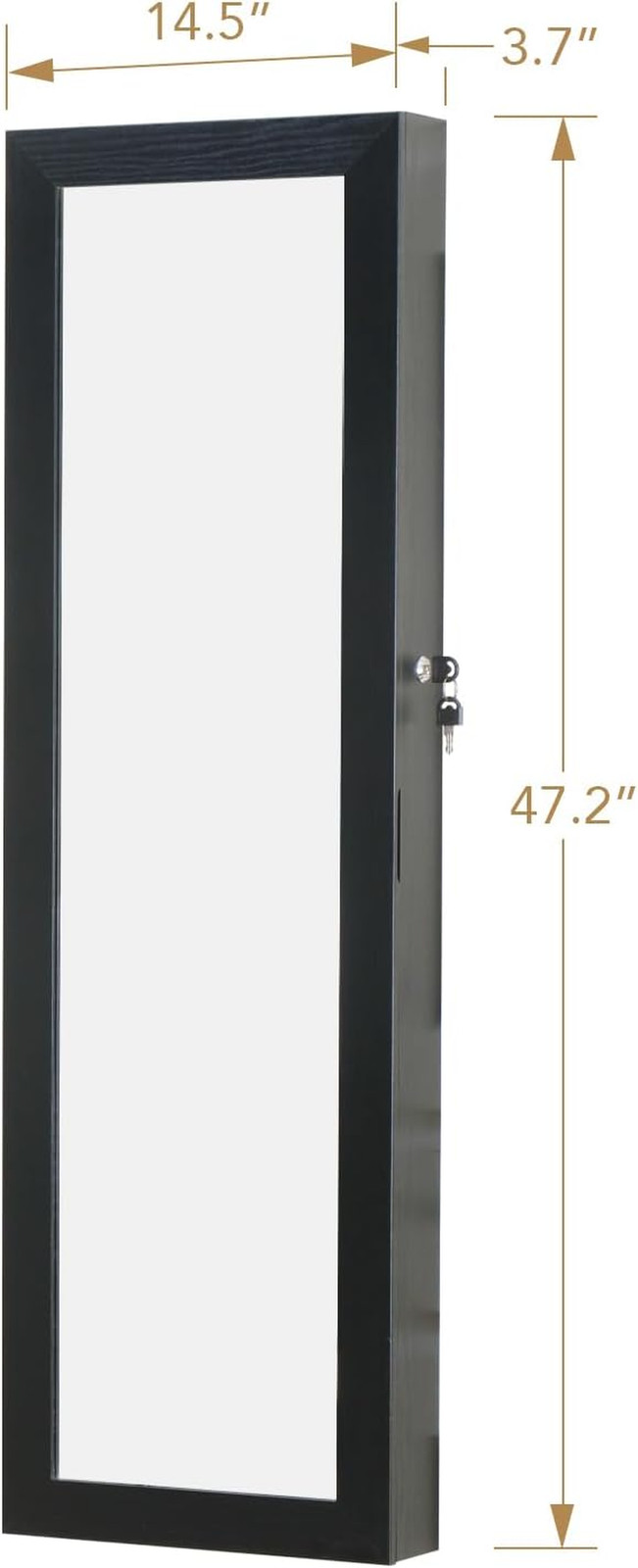 LED Jewelry Armoire with Mirror – Wall Mounted Storage Cabinet in Black