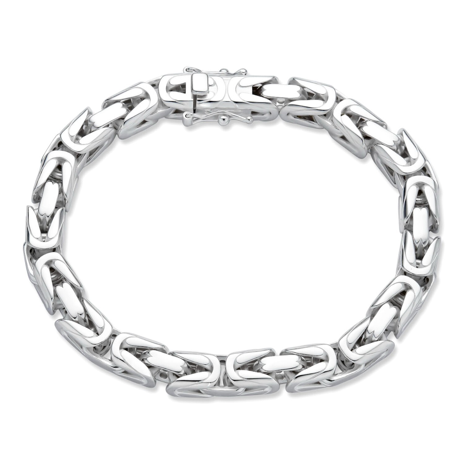 Real Solid 925 Silver Handmade Byzantine Heavy Mens Bracelet 5mm-10mm Box Clasp