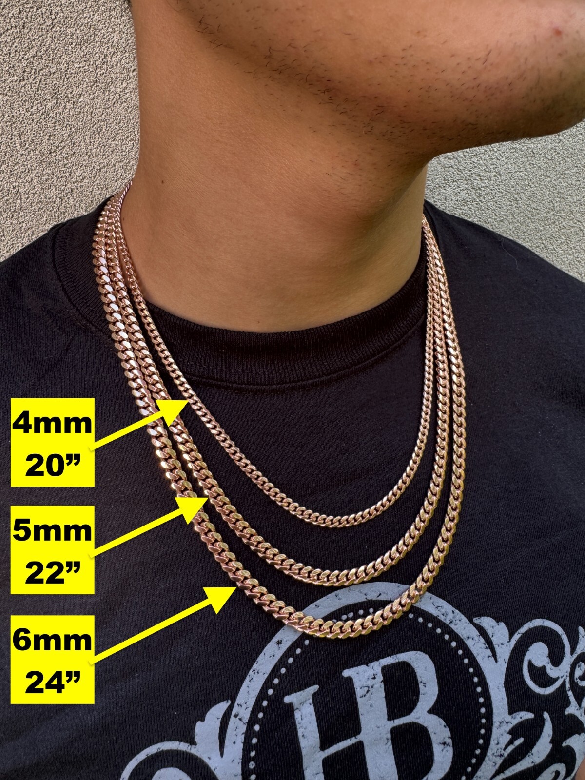 Miami Cuban Link Chain Bracelet 14k Rose Gold Plated Solid 925 Silver Box Lock
