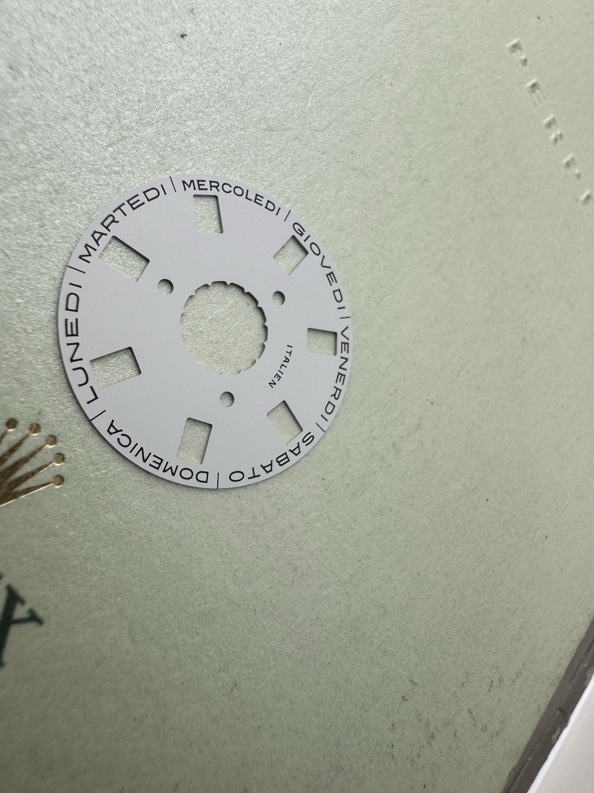 Rolex Watch Factory Day Wheel Disc Ref. 18238 Italian white IVORY Swiss Made