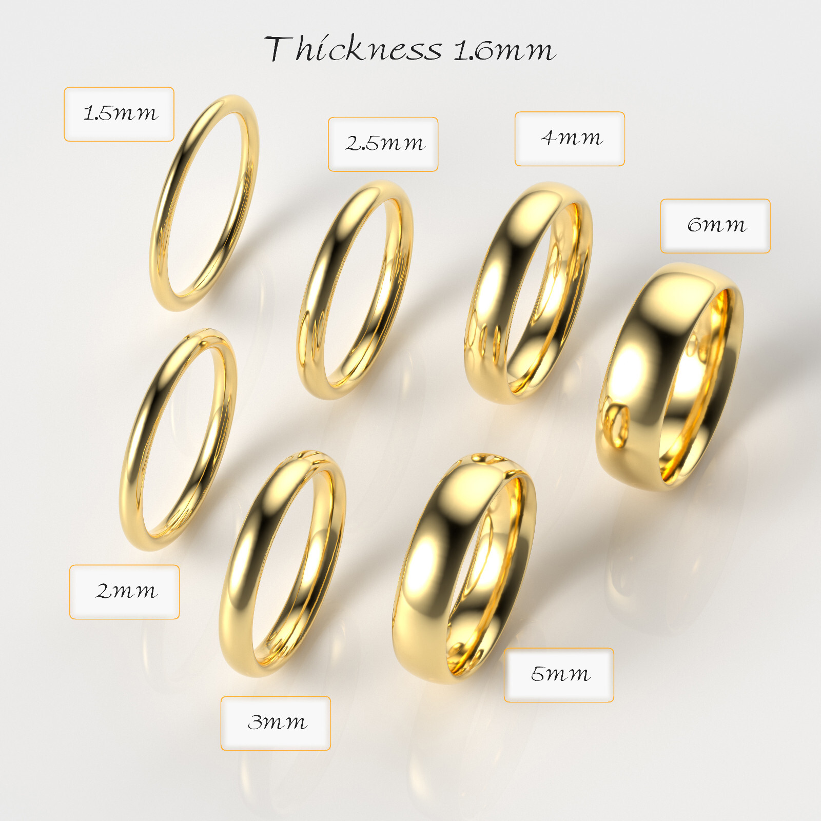 with packaging 14K Yellow Gold 15mm 2mm 25mm 3mm 4mm 5mm 6mm Comfort Fit G2U