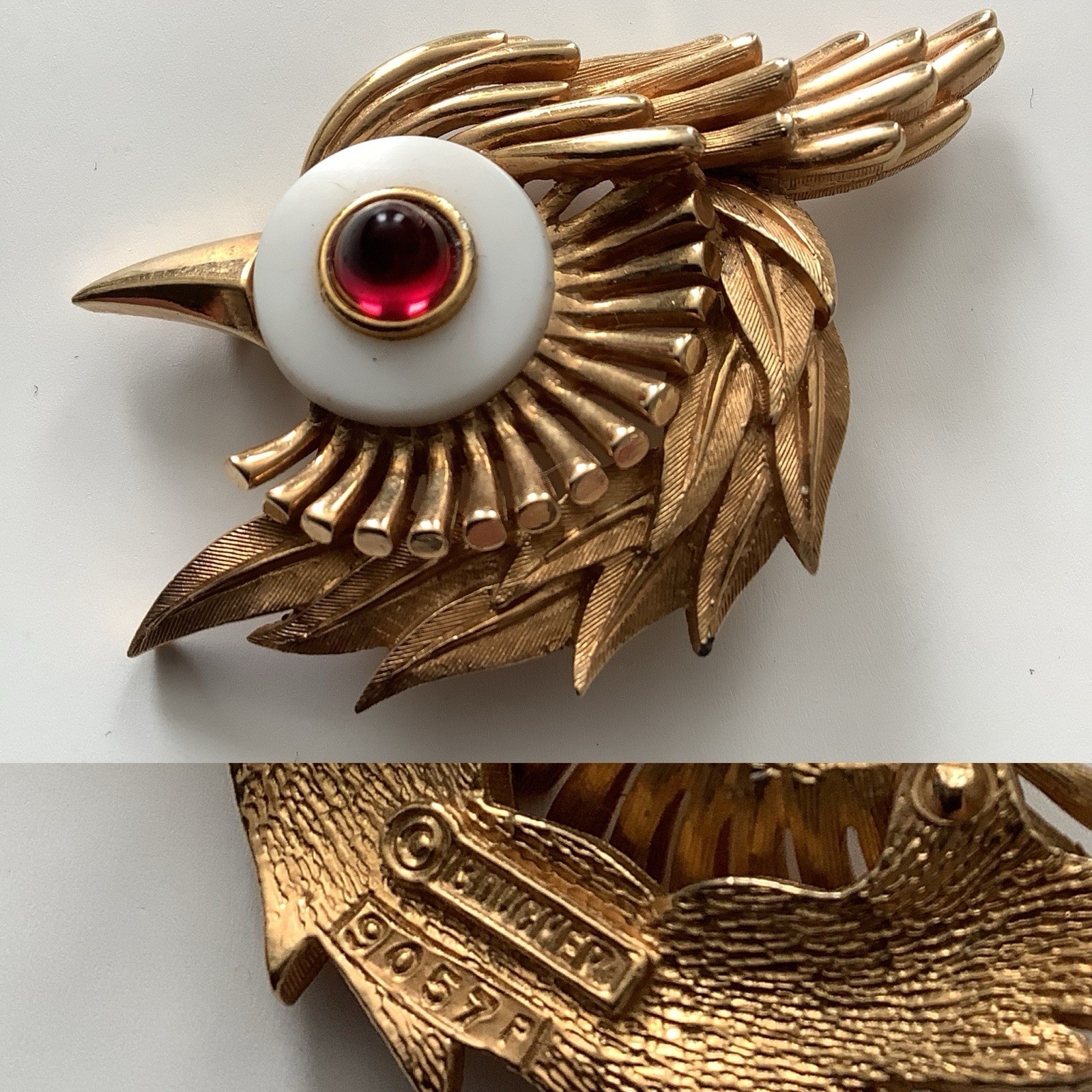 Vintage Marcel Boucher Bird Head Brooch Pin 9057P RARE