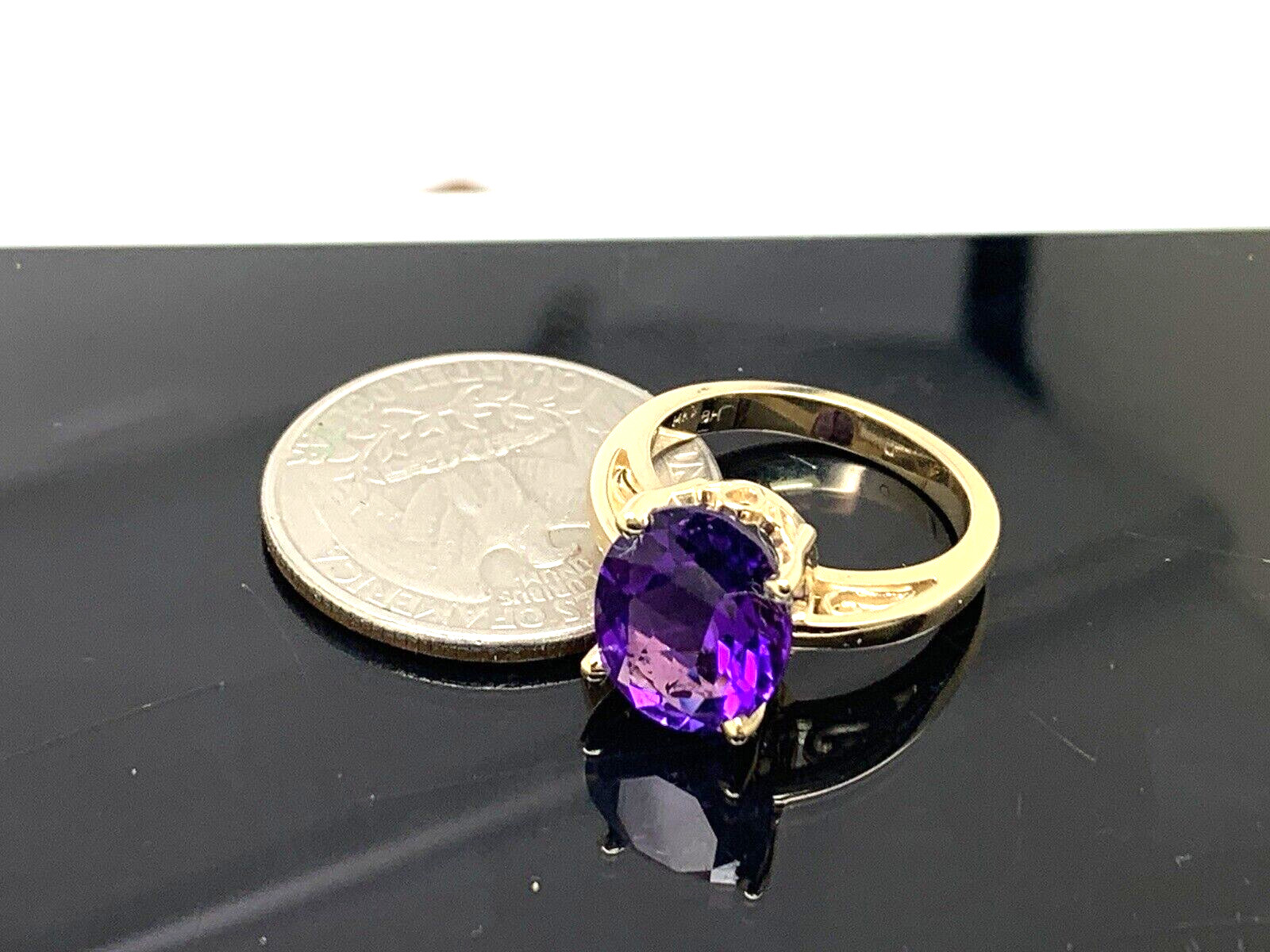 Purple Gemstone Cocktail Ring 14k Yellow Gold Women’s Estate Jewelry Size 6.25