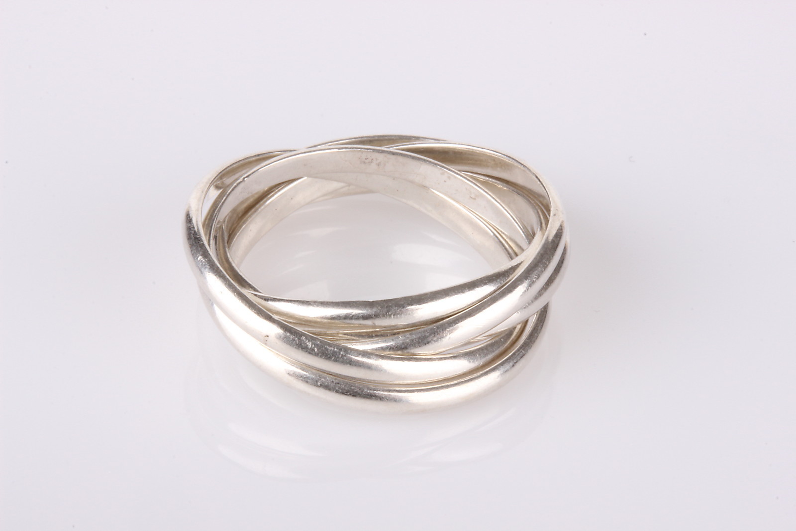 CLUSTER OF 3 RING BANDS SILVER ON COPPER SIZE 9 2342