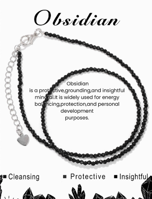 Natural Black Obsidian Choker Beaded Necklace Energy Gifts Healing Women Jewelry