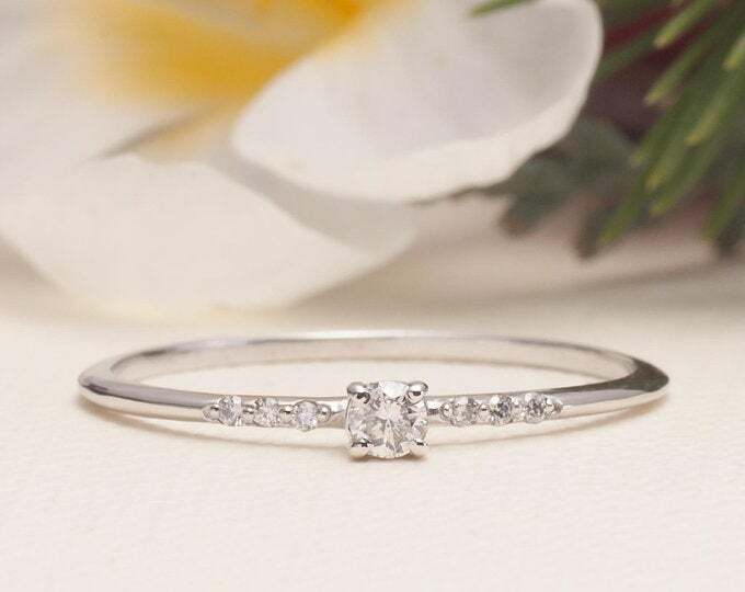 Petite Solitaire with Accents Ring 1ct Lab-Created Diamond Yellow Gold Plated