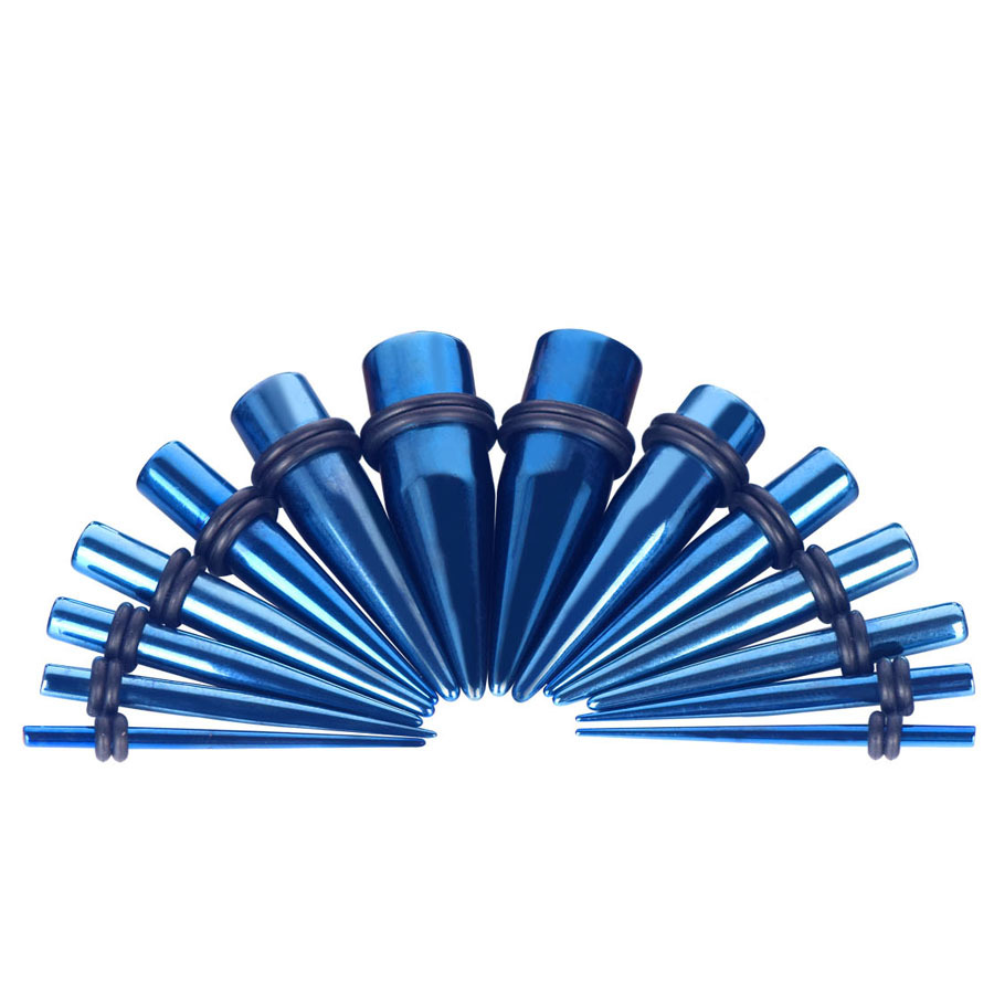 28Pcs Gauges Kit Ear Stretching 12G-00G Surgical Steel Tunnel Plug Taper Set New