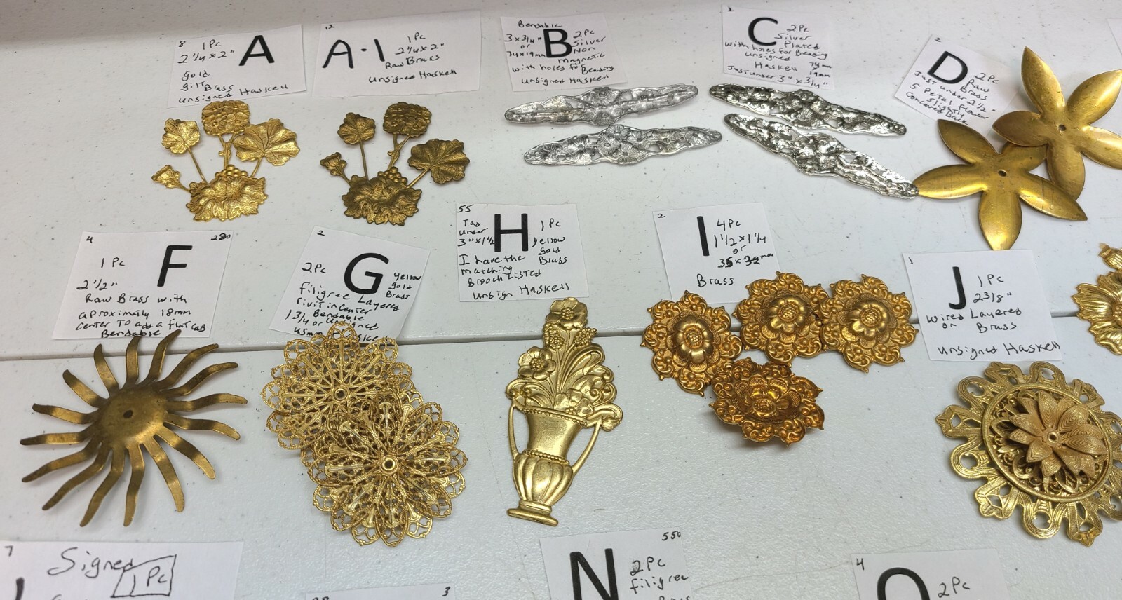 HUGE Lot #68 Vtg Miriam Haskell Large Flowers Jewelry Design Stampings Findings