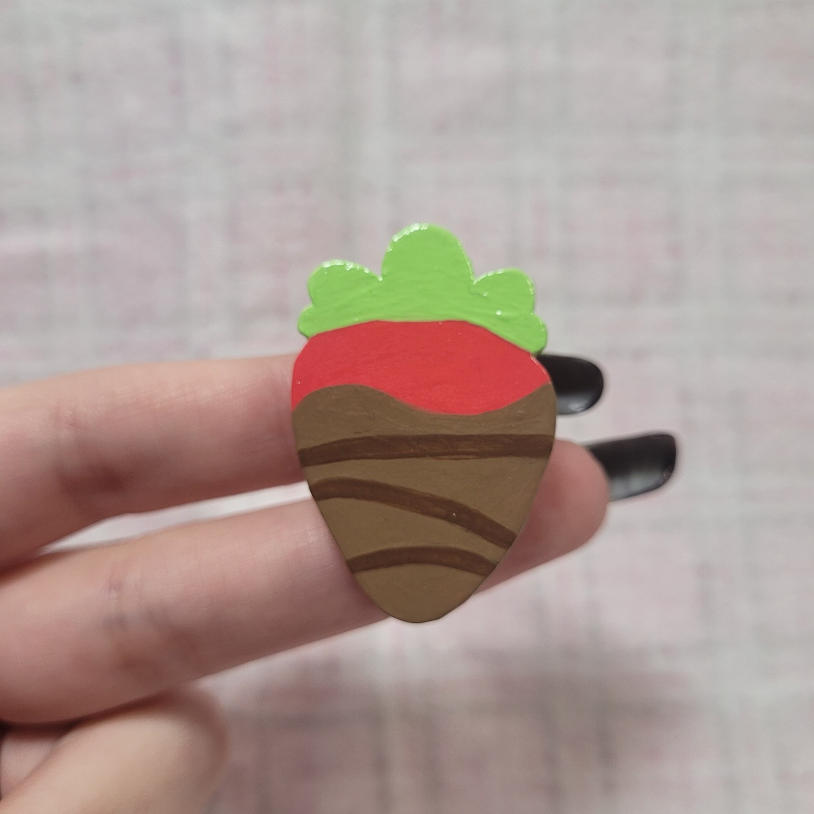 Handmade Art Polymer Clay Strawberry Pin Food Cute Handcrafted
