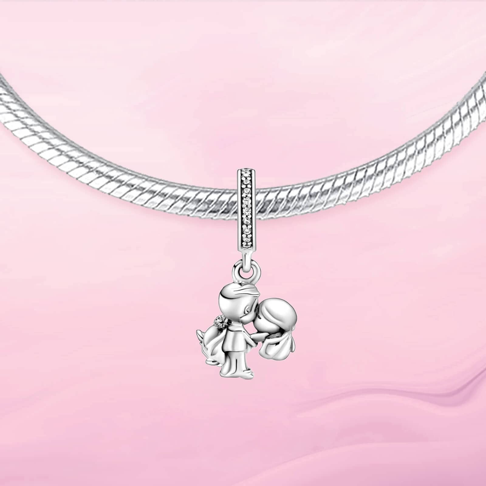 Married Couple Charm 925 Sterling Silver Wedding Dangle for Bracelets New