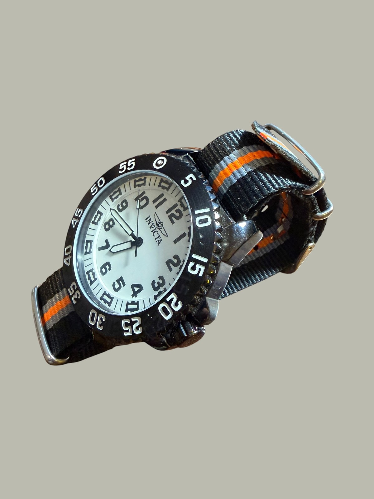 Invicta Men’s Black White Dial NATO Strap Quartz Watch Sport Diver Style