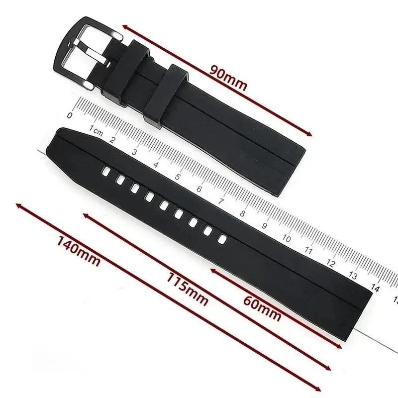 New Extra Long Silicone Watch Strap Band 20-22mm/14+9cm Length For Large Wrist