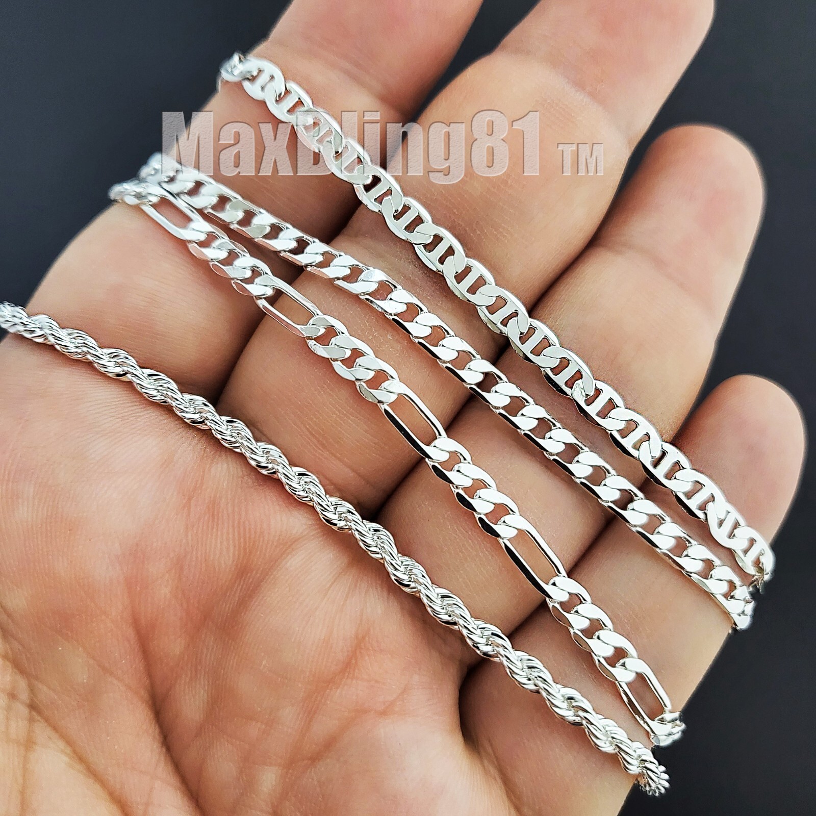 925 STERLING SILVER CUBAN FIGARO MARINA ROPE CHAIN 10″ FASHION ANKLET BRACELET