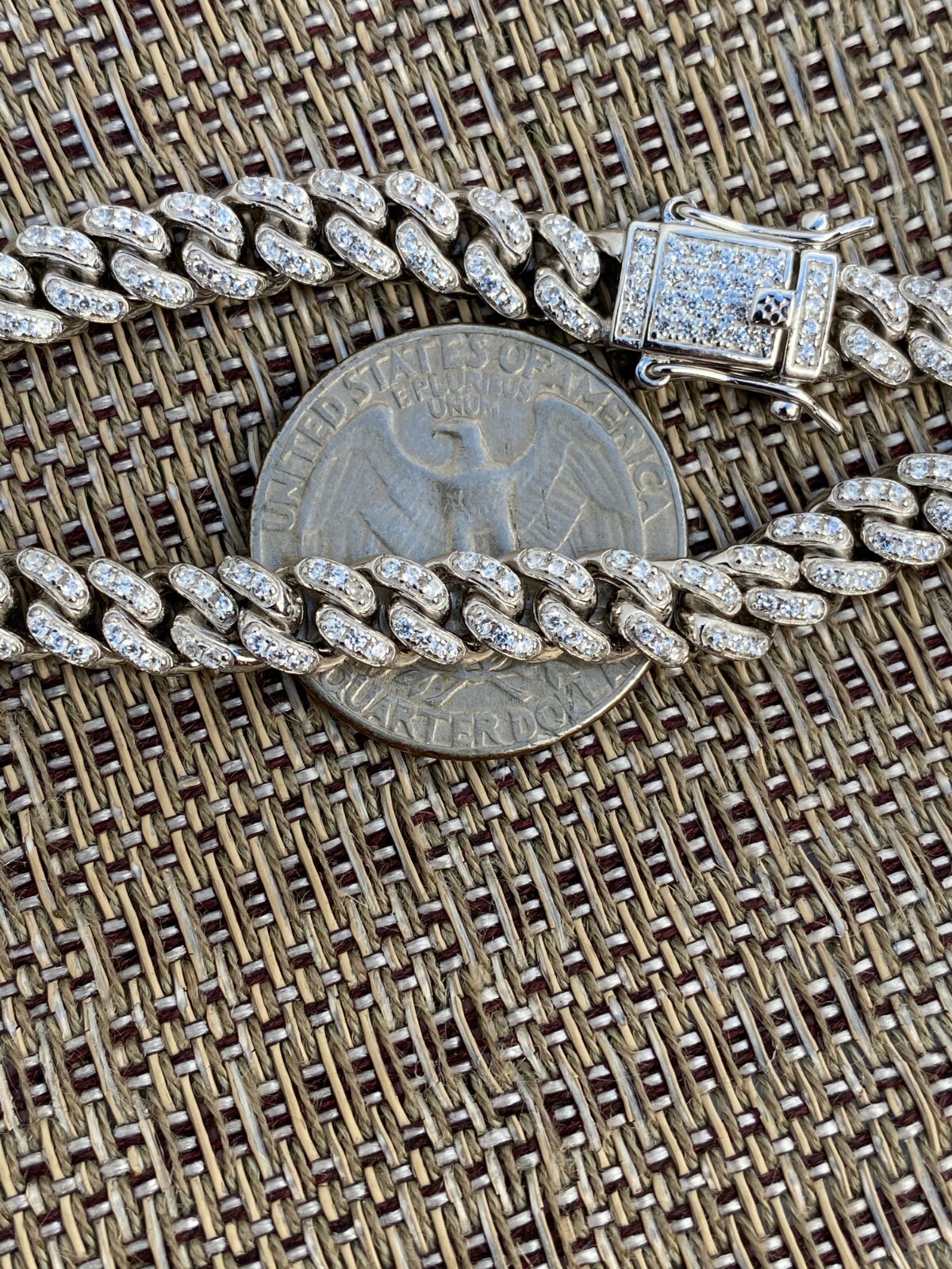 6mm Miami Cuban Iced Solid 925 Silver Chain Simulated Diamonds 16″ Choker – 30″
