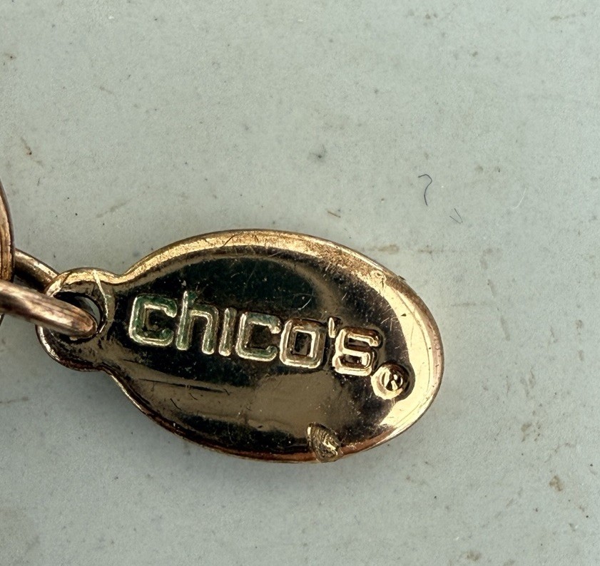 Chico’s Geometric Black Gold Statement Tier Bib Necklace Art Deco Chunky Bold