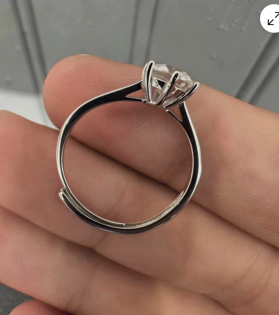 VVS1 Moissanite Adjustable Ring 925 Sterling Silver With Gra Certificate 1CT
