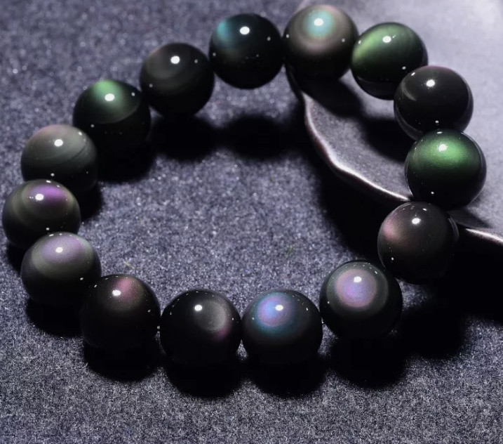 TrendingNow 12mm Handmade Rainbow Obsidian Beaded Stretch Bracelet Best Gift