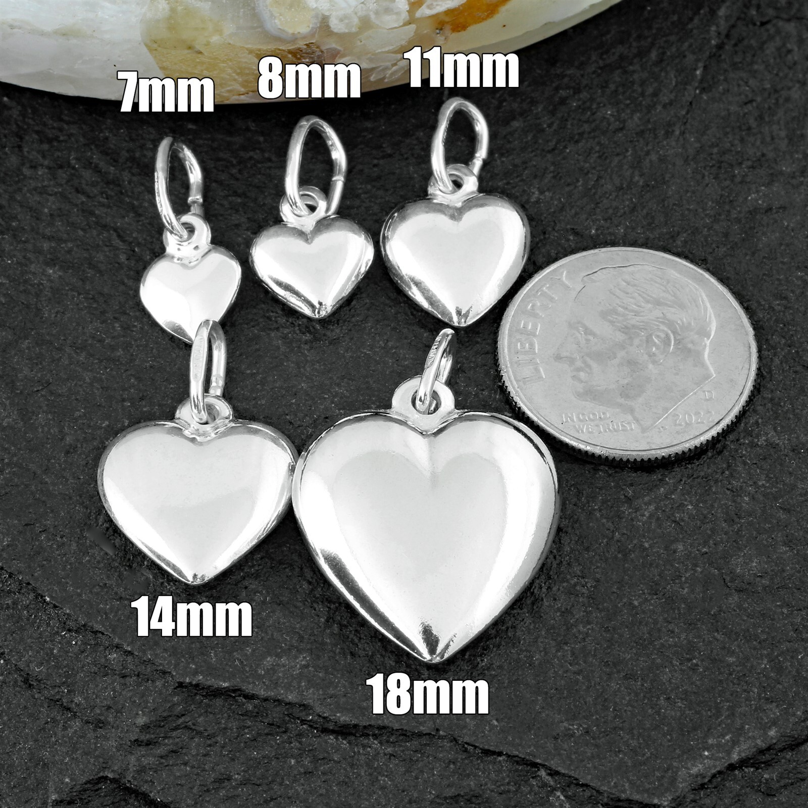 Guaranteed Genuine 925 Sterling Silver Polished Puffed Heart Charm Italy