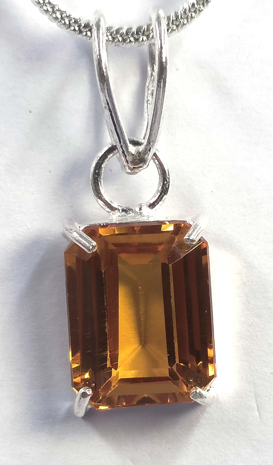 17 Ct Natural Yellow Sapphire Emerald Cut EGL 925 Silver Pendant Free Chain 6AGG