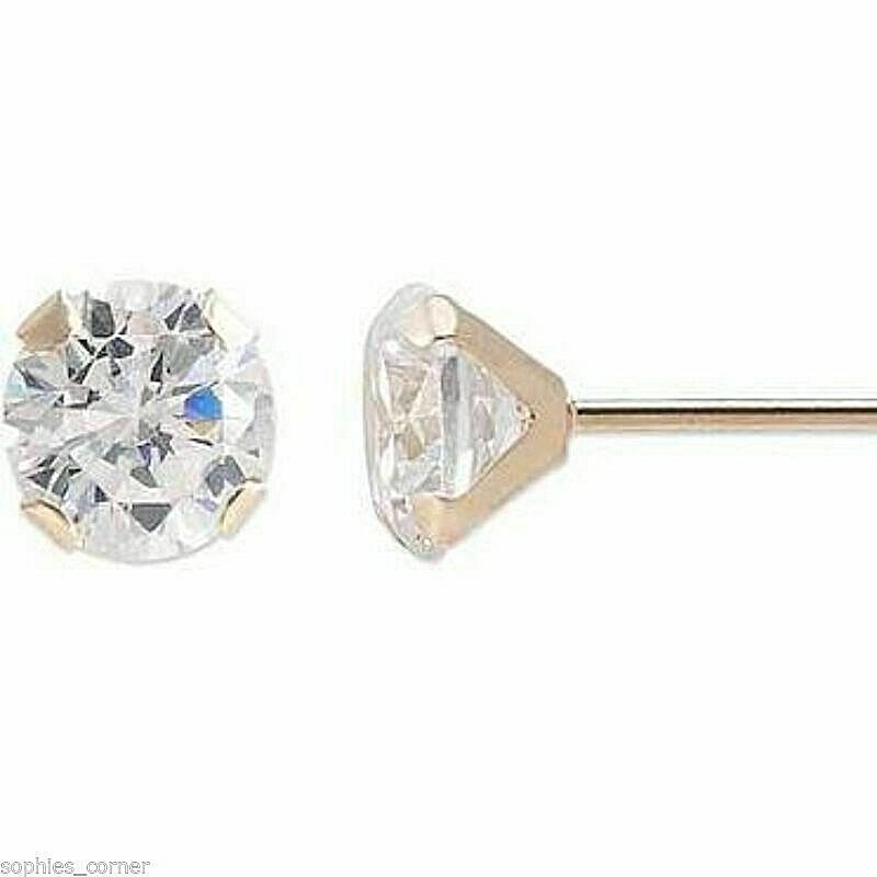 Genuine Natural Diamond Stud Screw Back Earrings in Solid 14k Yellow gold