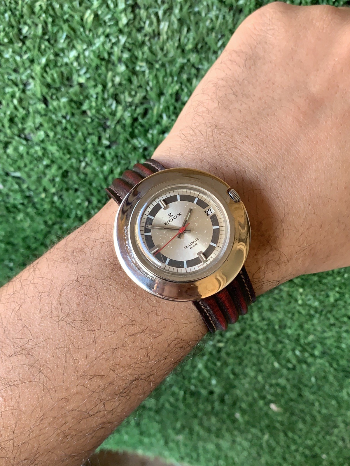 Vintage Edox Radar 444 hand wind Watch 42mm Swiss Made 1960s Date men Rare work