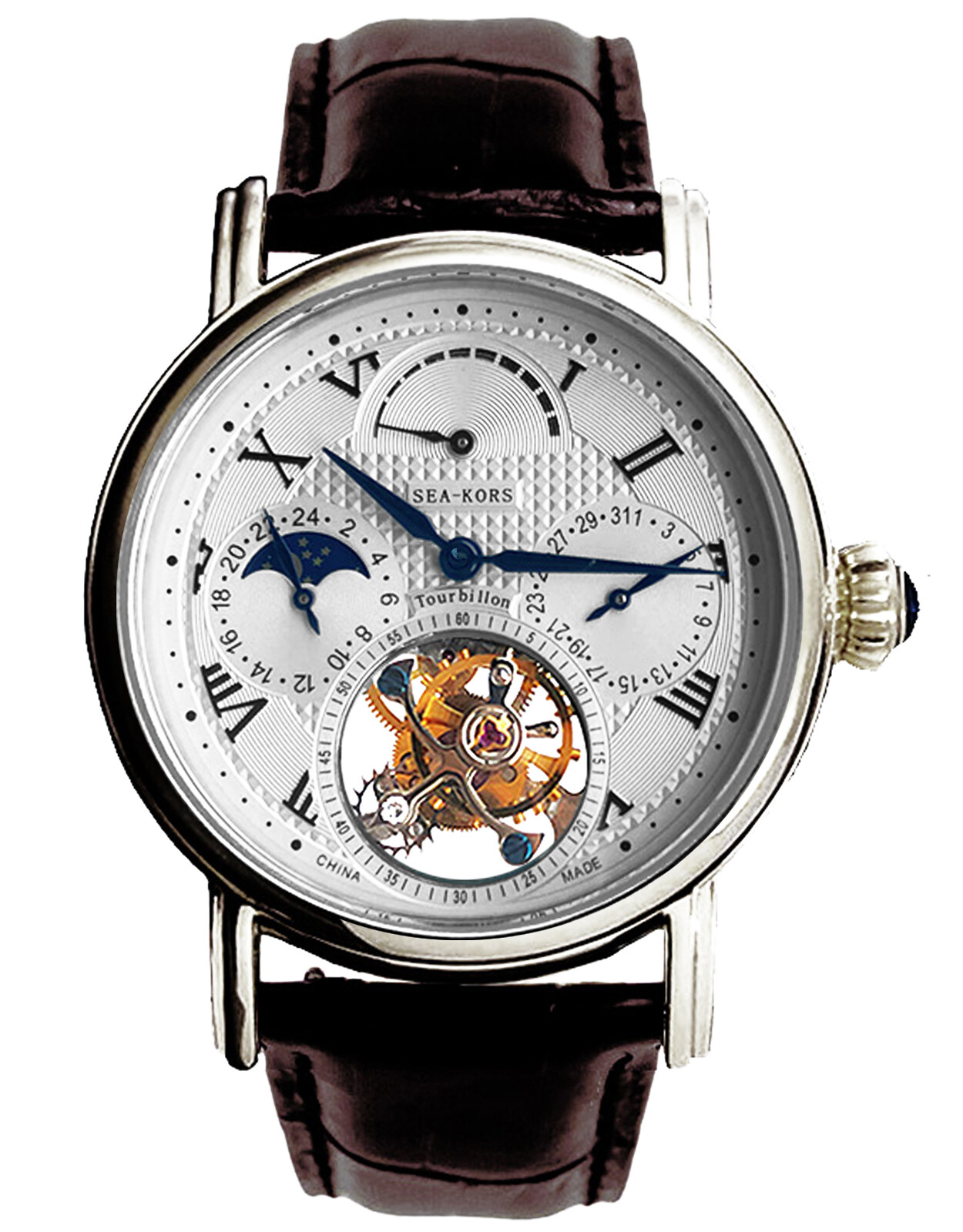 Sugess Seakors Genuine Tourbillon Seagull ST8007 Mechanical Mens Watch SE8007SK