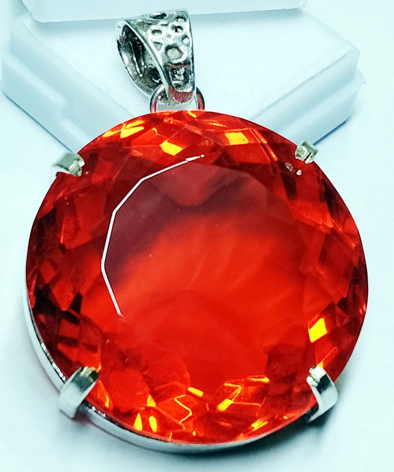 Round Cut 122.35 Ct Pendant Mexican Fire Opal Certified Natural Gemstone PD042