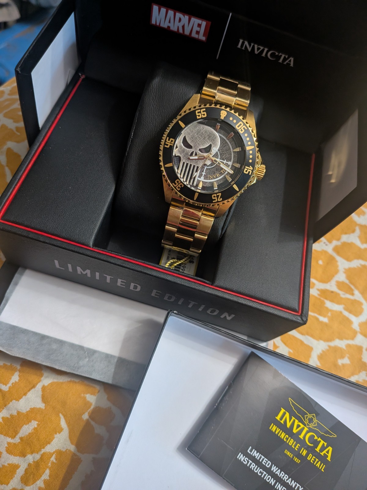 Invicta Marvel Punisher Men’s Watch – 44mm, Gold (29694)