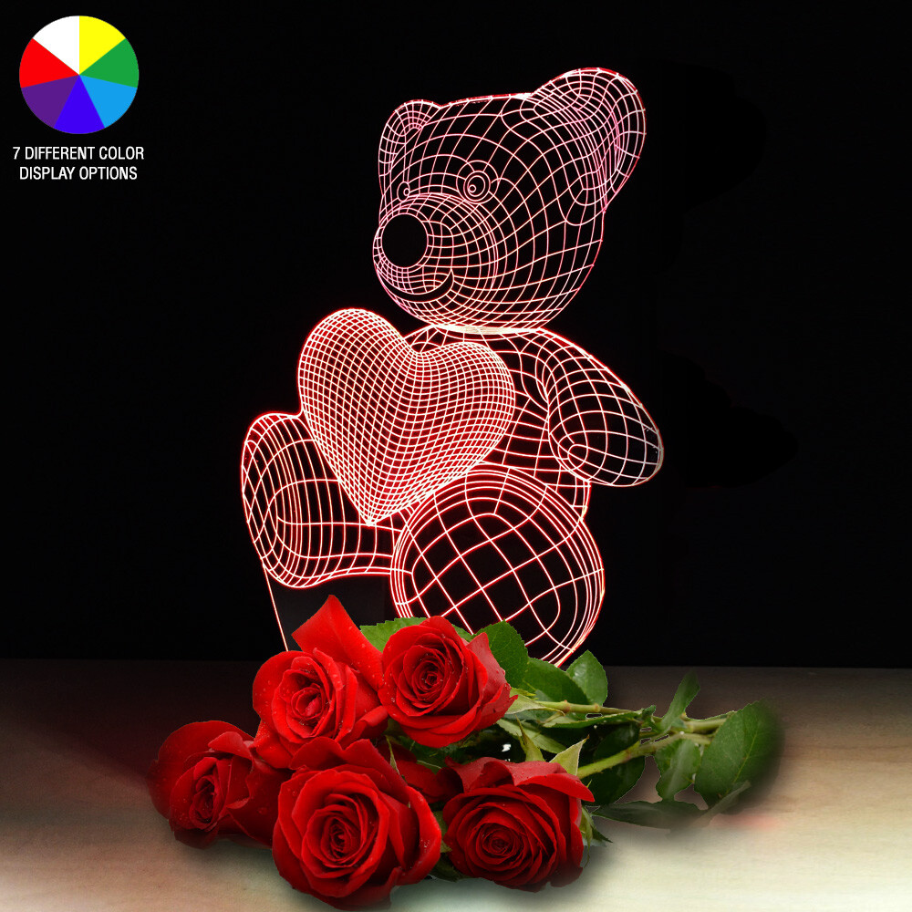 LED Light Gift For Girl Her Girlfriend Wife Woman Mom – Love Birthday Teddy Bear