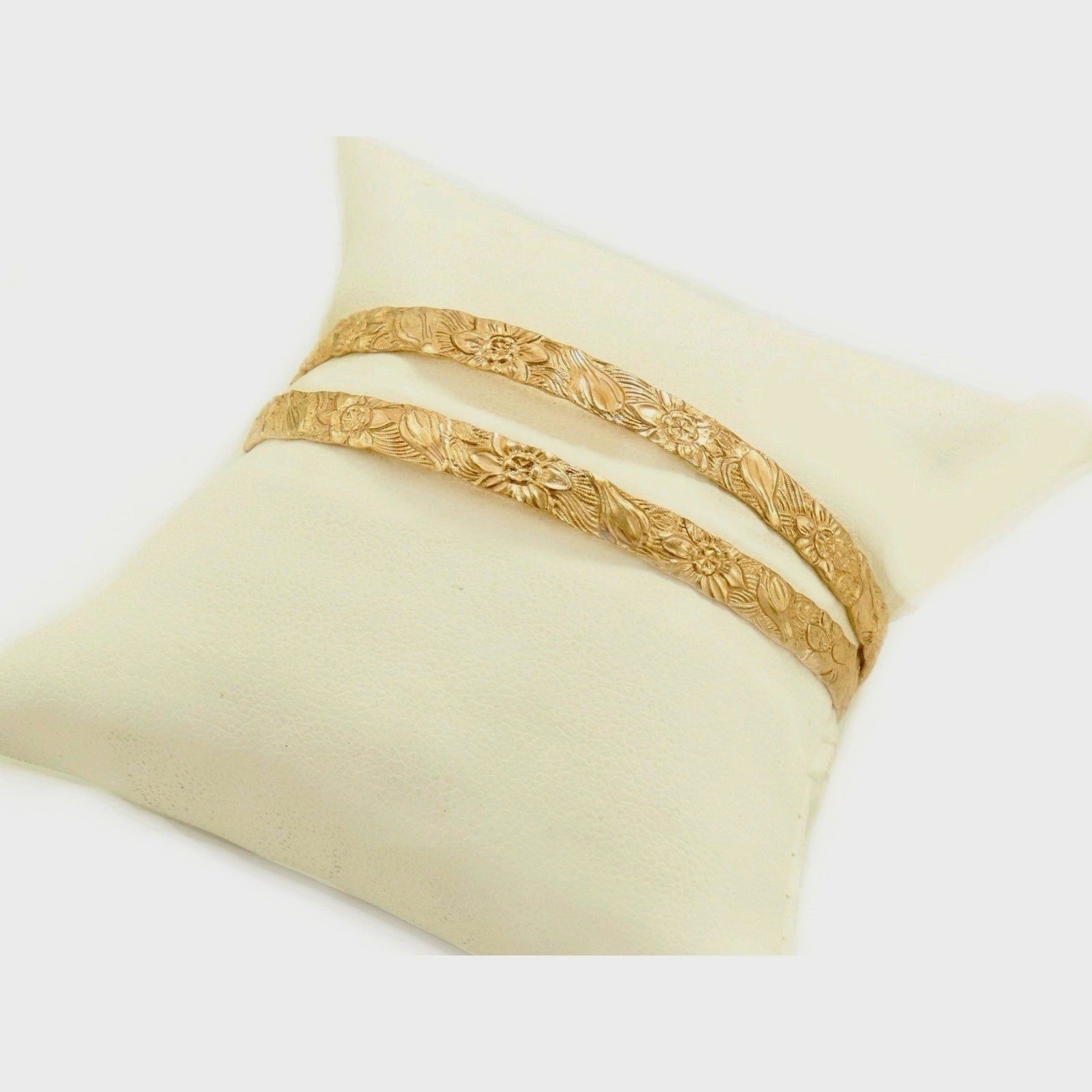 Vintage Bangle Set – Floral Etched Pair of Bangles for Small Adult Wrists -Teens