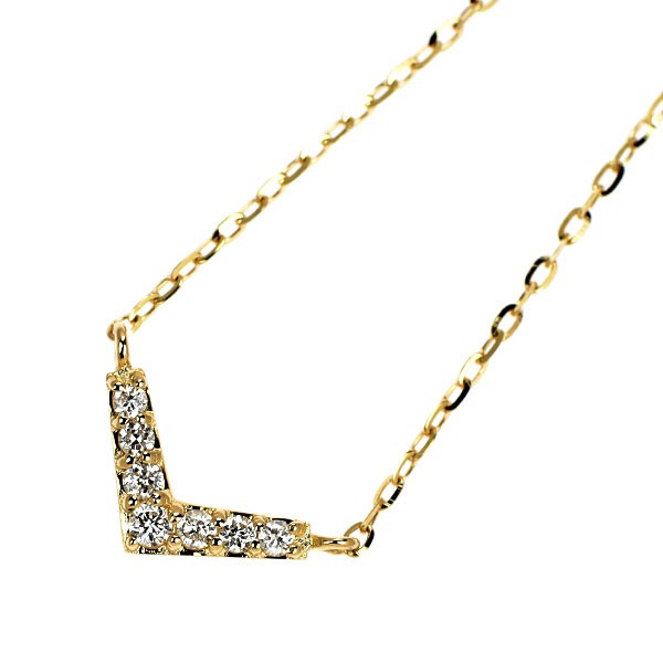 ETE K10YG DIAMOND PENDANT NECKLACE 0.04CT V SHAPE – Auth free shipping from Japa