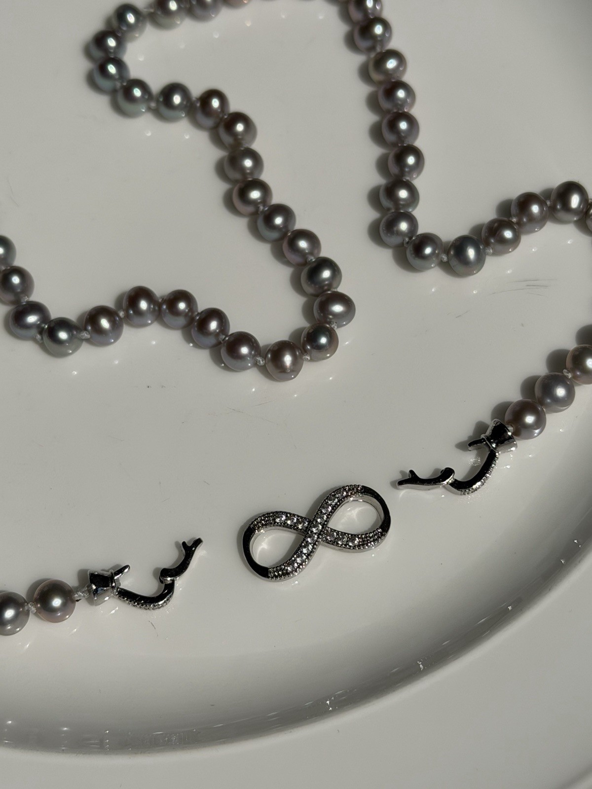 New 8-9mm Madama Akoya Saltwater Pearl Necklace S925 Clasp Silk Hand Knot Luster